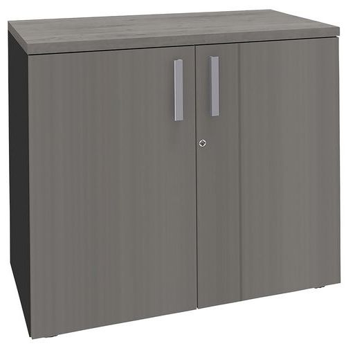 Armoire Steel 2 Ptes Batt. 80x75 1 Tabl.bois Chêne Gris/carbone