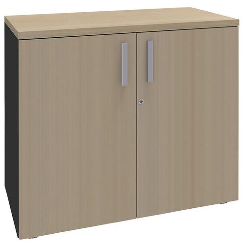 Armoire Steel 2 Ptes Batt. 80x75 1 Tabl.bois Chêne Clair/carbone