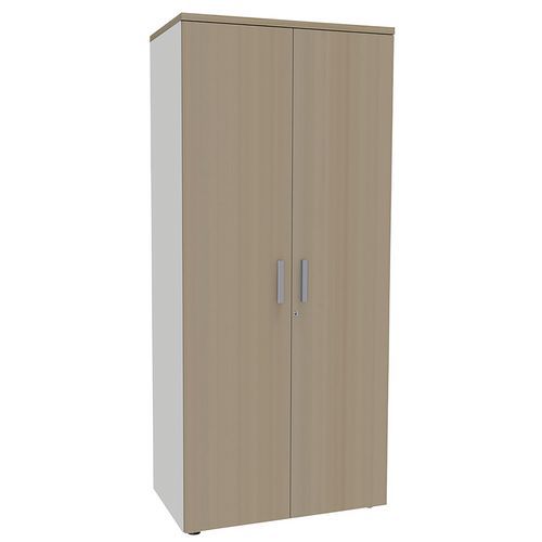 Armoire Steel 2 Ptes Batt. 80x180 4 Tabl.métal Chêne Clair/blanc