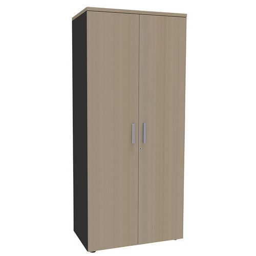 Armoire Steel 2 Ptes Batt. 80x180 4 Tabl.métal Chêne Clair/carbone