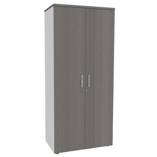 Armoire Steel 2 Ptes Batt. 80x180 4 Tabl.métal Chêne Gris/blanc