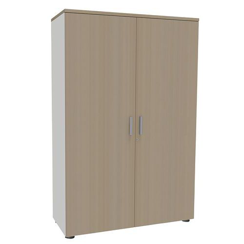 Armoire Steel 2 Ptes Batt. 120x180 4 Tabl.métal Chêne Clair/blanc