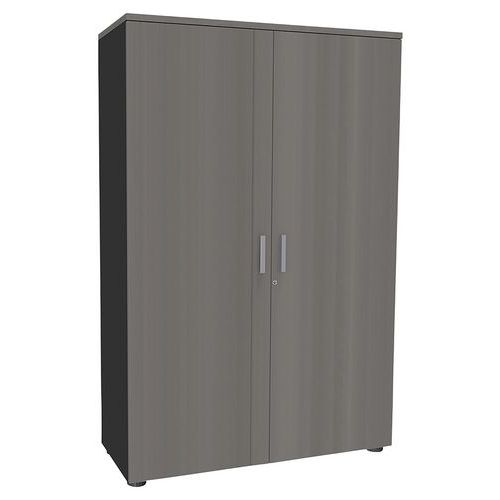 Armoire Steel 2 Ptes Batt. 120x180 4 Tabl.métal Chêne Gris/carbone