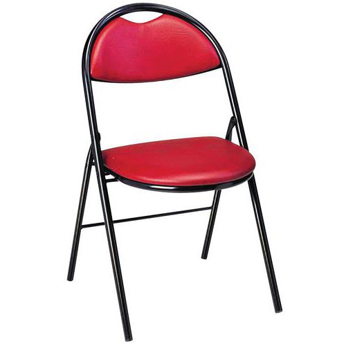 GMCE - Lot de 4 Chaises Pliantes Clap M2 Rouge - Pieds Noirs - Assise Tissu - Lavable Éponge - Résistant Feu