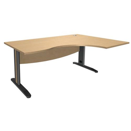 Bureau Asymétrique Pied Métal à Droite 160 Hêtre/anthracite