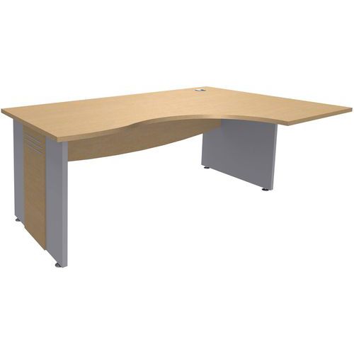Bureau Asymétrique Pied Panneau À Droite 180 Hêtre/alu