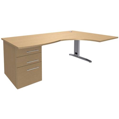 Bureau Asymétrique180 Retour À Droite+cais.por Hêtre/alu