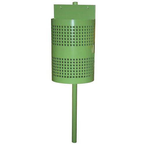 Poubelle 1/2 ronde sur potelet vert clair Ral 6017 - Métal 50cm - Recyclable