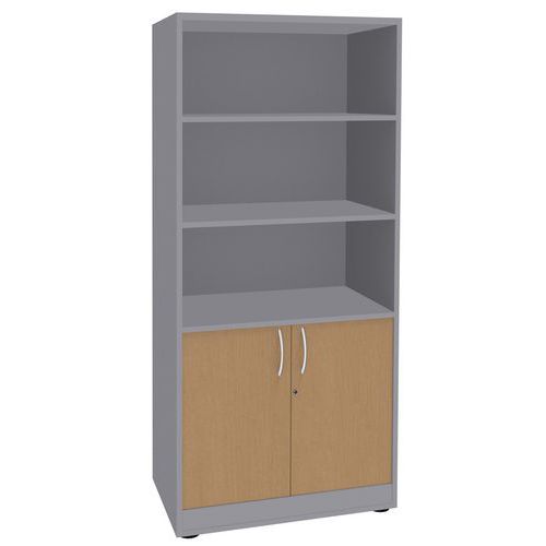 Bibliothèque Quatuor Haut Ouvert Bas 2 Portes Hêtre/alu