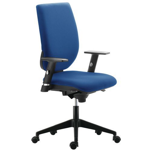 Sokoa - Fauteuil de bureau TERTIO haut dossier bleu synchrone réglable - Tissu M1 - Éco-responsable