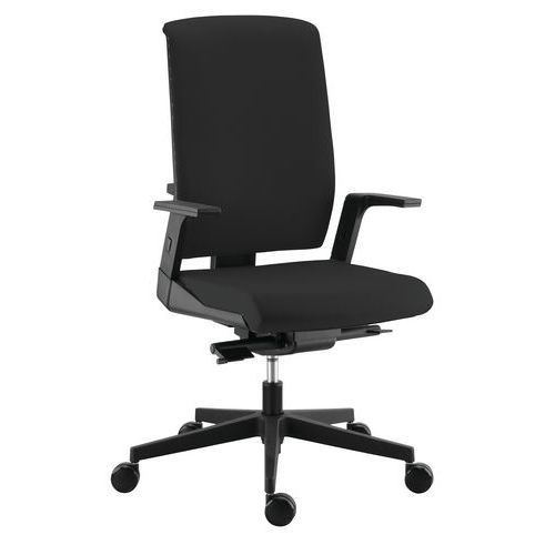 Sokoa - Fauteuil de bureau TELA tissu Noir haut dossier Synchro Plus - Réglable en hauteur - Éco-responsable