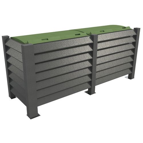 Cache conteneur en L pour 2 bacs à 4 roues Cache conteneur en L pour 2 bacs à 4 roues