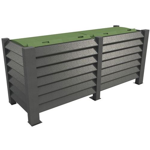 Cache conteneur en U pour 2 bacs à 4 roues Cache conteneur en U pour 2 bacs à 4 roues