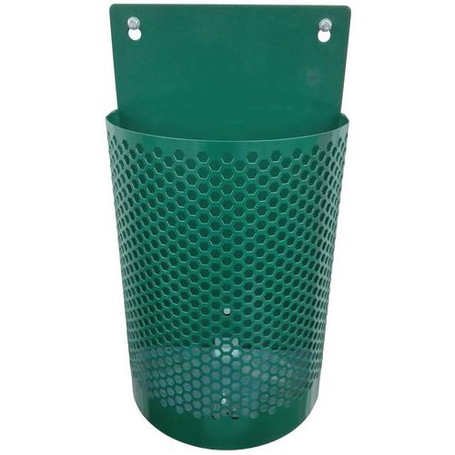 Poubelle murale 1/2 ronde métal 45L Vert - Design moderne, durable et pratique pour extérieur