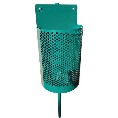 Poubelle D'extérieur Avec Potelet 1/2 Ronde Métal 45 Litres - Vert 6005