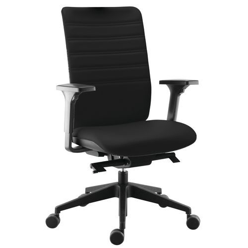 Sokoa - Fauteuil de Direction Wi Max Cuir Noir Synchrone Accoudoirs 3D - Confort Ergonomique Éco-responsable