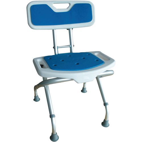 Siège de douche pliant Blue Seat - Bleu/Blanc - Aluminium - Pliant et Confortable - Accessoire Sanitaire