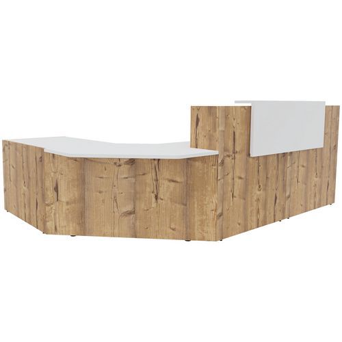 Banque D'accueil Filia+ Angle Pmr À Droite Chêne Brut/blanc