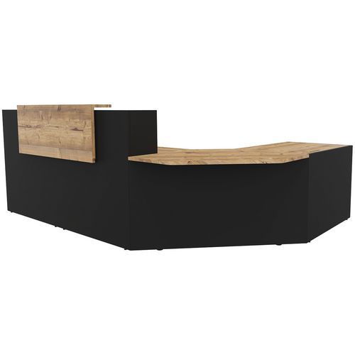 Banque D'accueil Filia+ Angle Pmr À Gauche Noir/chêne Brut