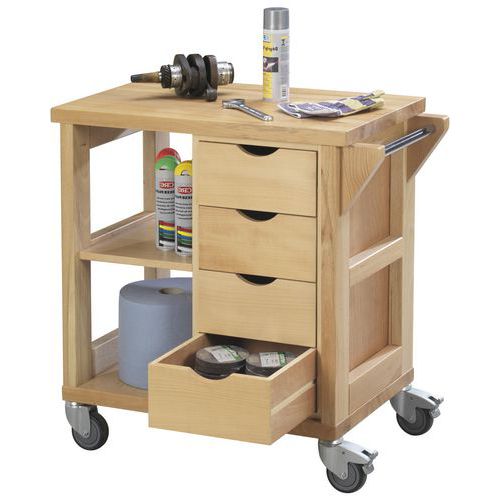 Desserte mobile 1 tablette et caisson 4 tiroirs - Etablis Francois