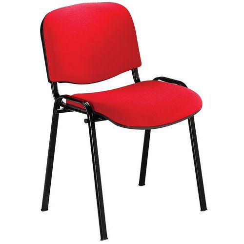 GMCE - Lot de 5 Chaises Prismo Rouge - Assise Tissu 46x46cm - Empilables - Piétement Métal Noir