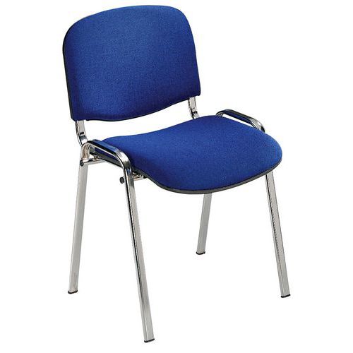 GMCE - Chaise Cluny Tissu Bleu - Lot de 5 - Empilable - Piétement Chromé - Confort et Durabilité