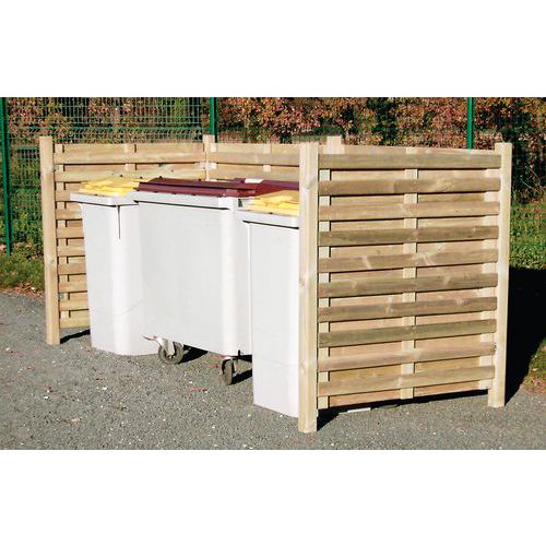 Procity - Cache conteneurs bois double - 280x118x144 cm - Naturel - Robuste et esthétique