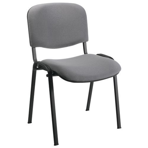 Sokoa - Lot de 2 Chaises Visiteur 0645 Gris - 4 Pieds Noirs Empilables M1 - Confort & Durabilité