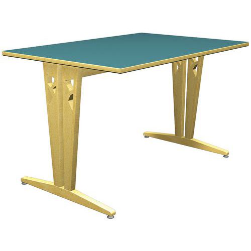 Table Iriss 120x80 Cm Dl - Strat Vert Niagara/hêtre Naturel