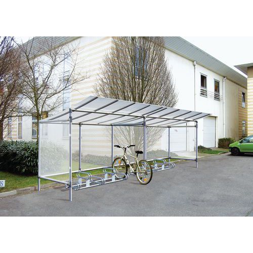 Procity - Extension Abri Vélo Aluminium 5 Places Gris - Polycarbonate - 2.58m x 1.98m