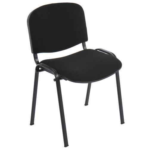 GMCE - Lot de 5 Chaises Prismo Noir - Empilable - Assise Tissu Confortable - 4 Pieds Métal - Idéal Bureau