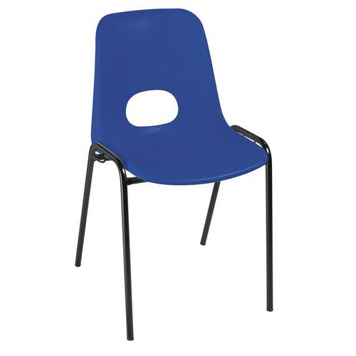 GMCE - Lot de 5 Chaises Floride Bleu Roi - Empilables M2 - Piètement Noir - Polypropylène