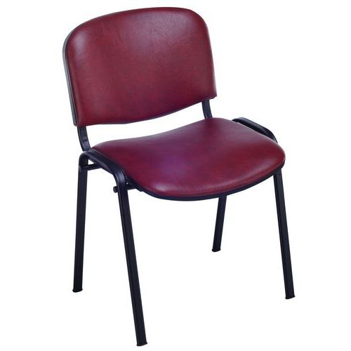 GMCE - Lot de 5 Chaises Cluny Bordeaux - Accroche Soudée, Pieds Noirs PVC - Empilable, M2 - Idéal Collectivité