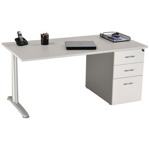 Bureau 140 +cais.porteur Métal Blanc/alu