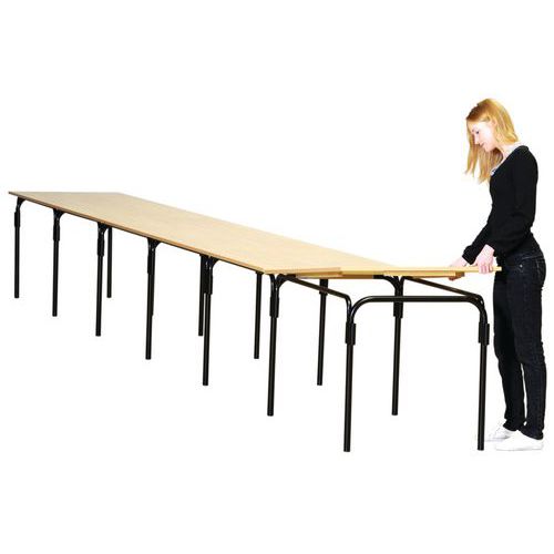 Lot de 5 Tables de réunion Infini 120x80cm Hêtre - Plateau Mélaminé - Piétement Métal Noir - 75cm Hauteur - Éco-responsable
