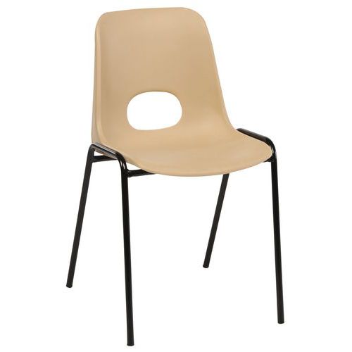 GMCE - Lot de 5 Chaises Floride M2 Beige - Piètement Noir - Empilable - Assise Polypropylène - 78cm Hauteur