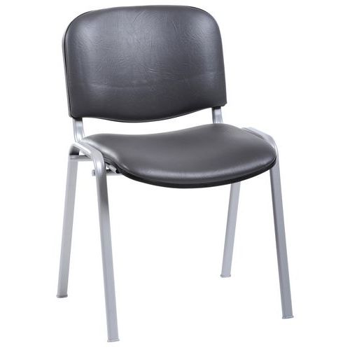 GMCE - Lot de 5 Chaises Cluny Anthracite Assise PVC M2 - Piètement Chromé - Empilable - Confort et Durabilité