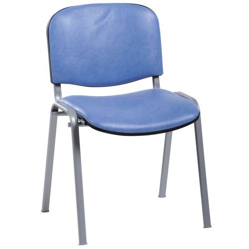 Lot de 5 - Chaises Cluny Accr. Pied Chromé Pvc M2 Bleu Azur