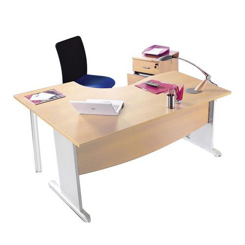 Bureau Asymétrique Mercure Pied l Retour Gauche 180 Cm Hêtre/blc