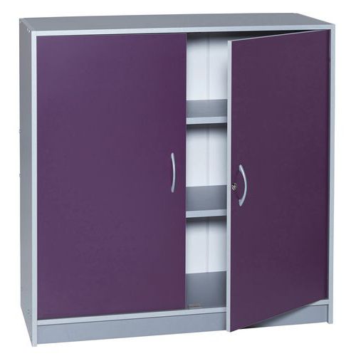 Armoire Bureau H 105cm Corps Coloris Alu Portes Coloris Prune