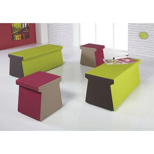 Siège Stool Banquette 2 Places Tissu Unicolore Orange 2507