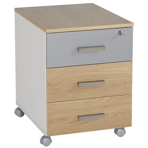 Caisson Mobile Linéo 3 Tiroirs 53 Cm Chêne 1 Façade Alu