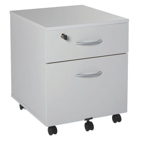 Caisson Mobile Mélaminé 2 Tiroirs Prof. 50 Cm Blanc