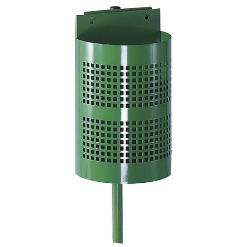 Poubelle 1/2 ronde sur potelet - Métal Vert Foncé Ral 6005 - 50cm Hauteur - Durable et Recyclable