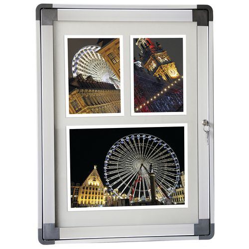 Planorga - Vitrine Murale Extérieure Aloa - 99 x 94 cm - 12 Feuilles - Gris Aluminium - Sécurisée