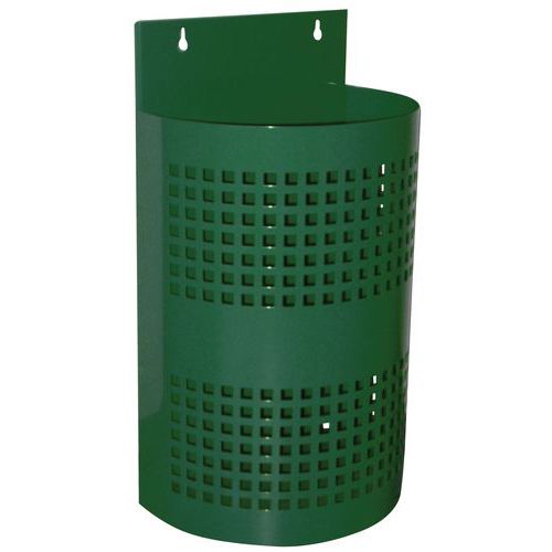Poubelle murale 1/2 ronde métal vert foncé 50cm - Design moderne, durable et recyclable
