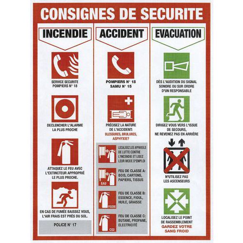 Le panneau de consignes légales 46 x 32 cm - Consignes de sécurité Le panneau de consignes légales 46 x 32 cm - Consignes de sécurité
