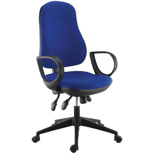 Sokoa - Fauteuil de bureau Frezio Bleu - Mécanisme Asynchrone - Assise Tissu 8h - Charge 110kg