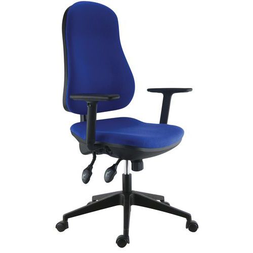 Sokoa - Fauteuil de bureau Frezio Bleu - Mécanisme Asynchrone - Accoudoirs Réglables - Confort 8h/jour