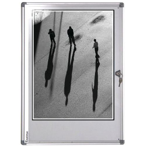 Planorga - Vitrine Murale Atlas Fond Tôle 9 A4 94 x 68 cm - Intérieur Aluminium Gris - Affichage Sécurisé 5 Ans